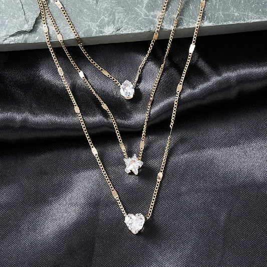 Layered Zircon Choker Necklace