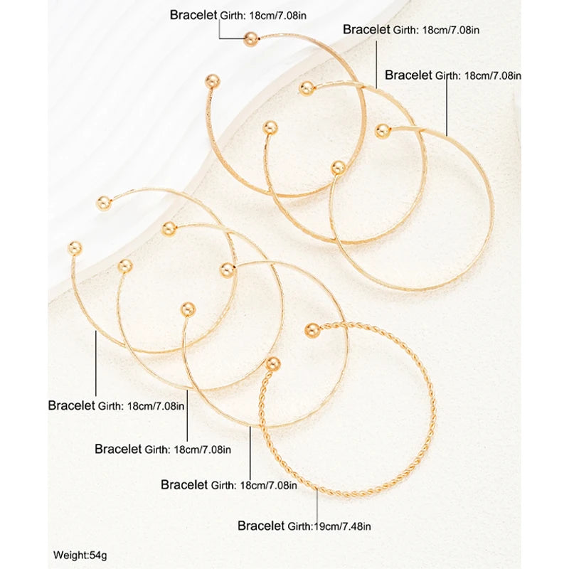 Gold Punk Bangle Set (7pcs)