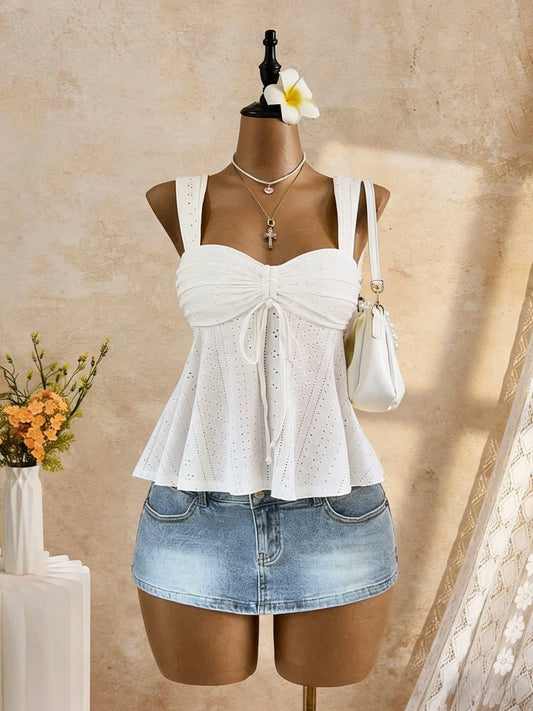 Eyelet Lace Peplum Cami