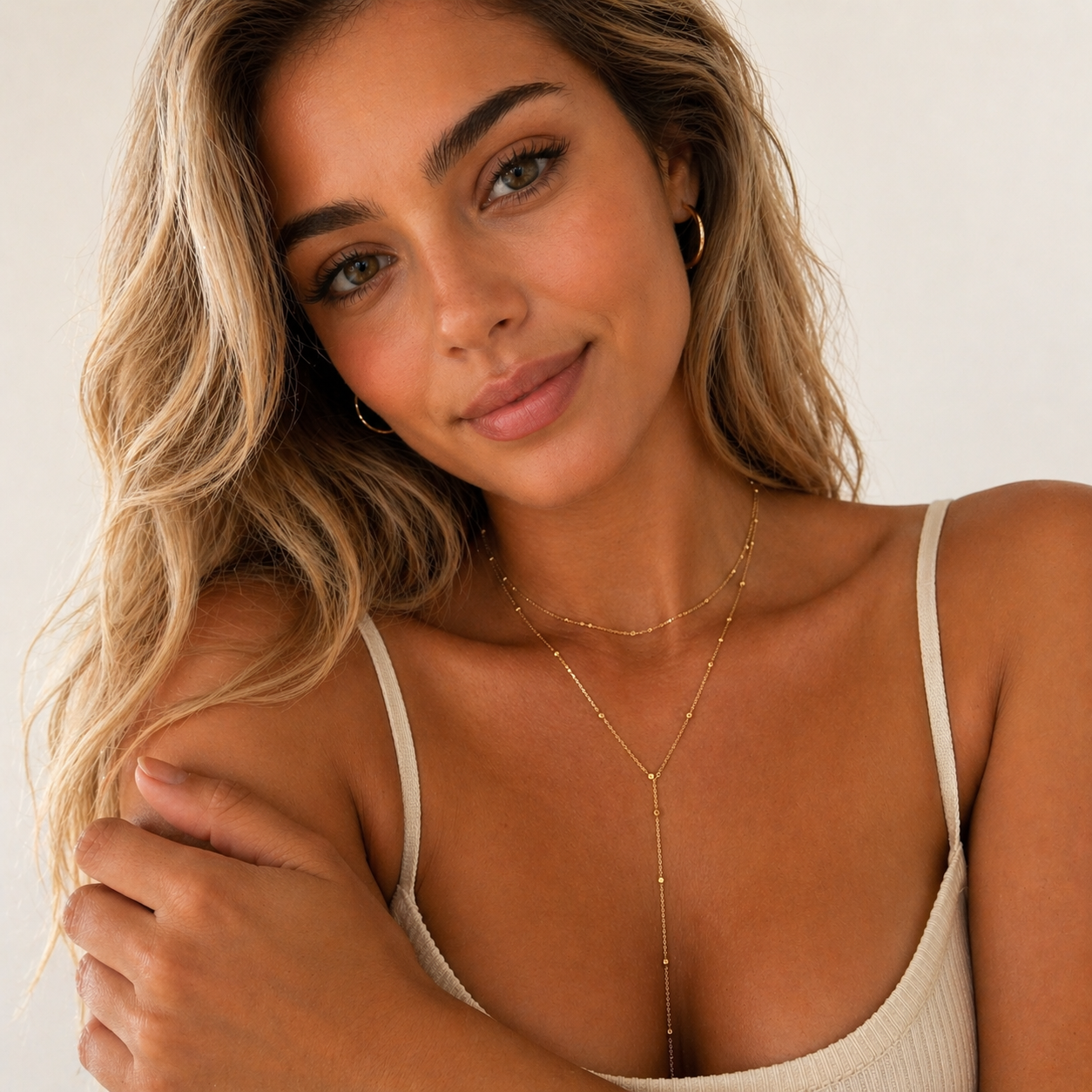 Gold Y-Shape Lariat Necklace