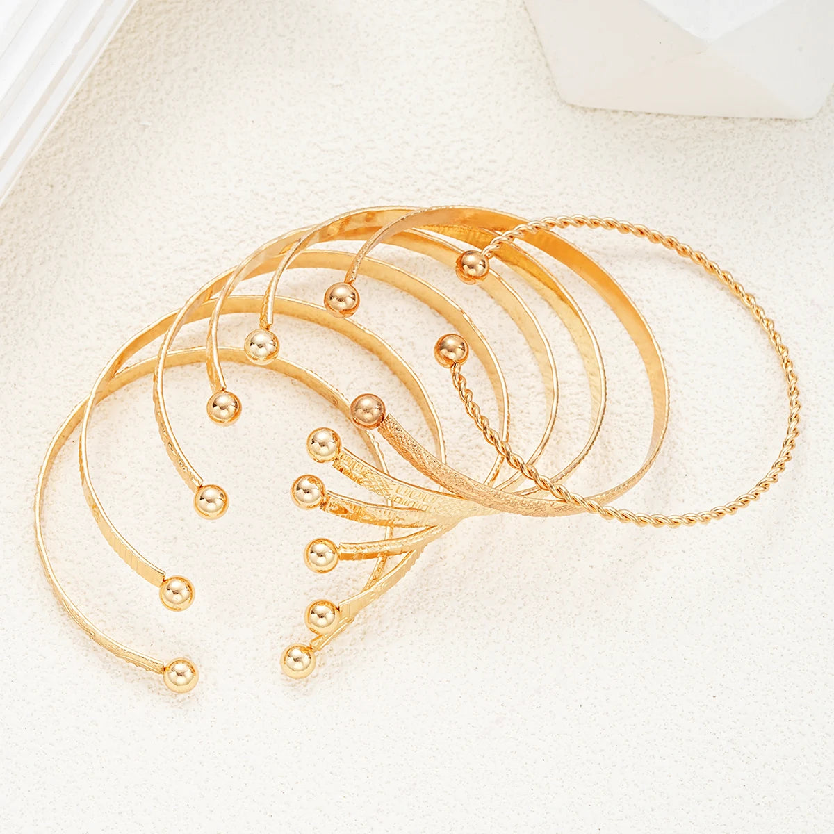 Gold Punk Bangle Set (7pcs)