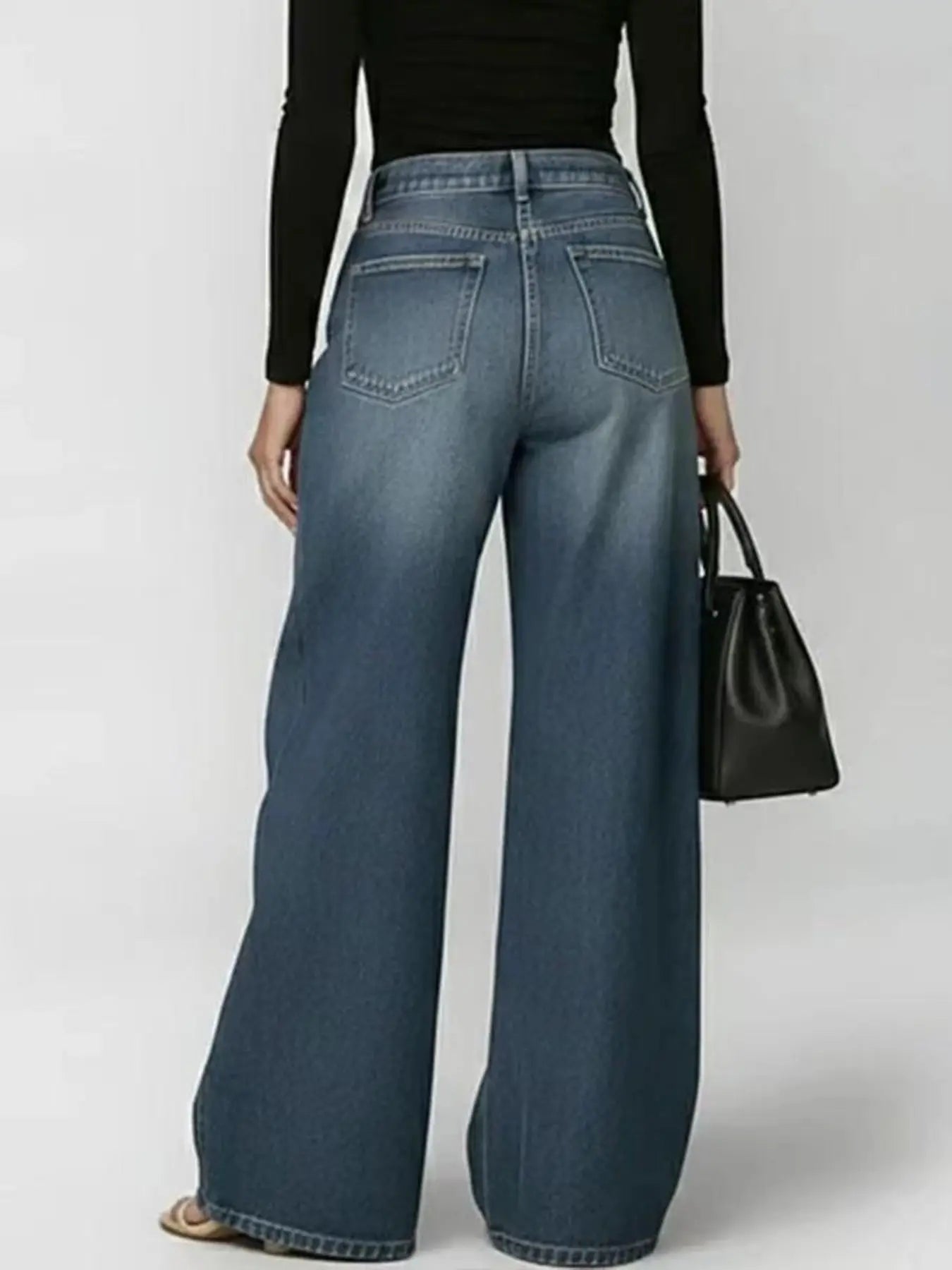 Oversized Baggy Jeans Pants with Metal Eyelet Detail