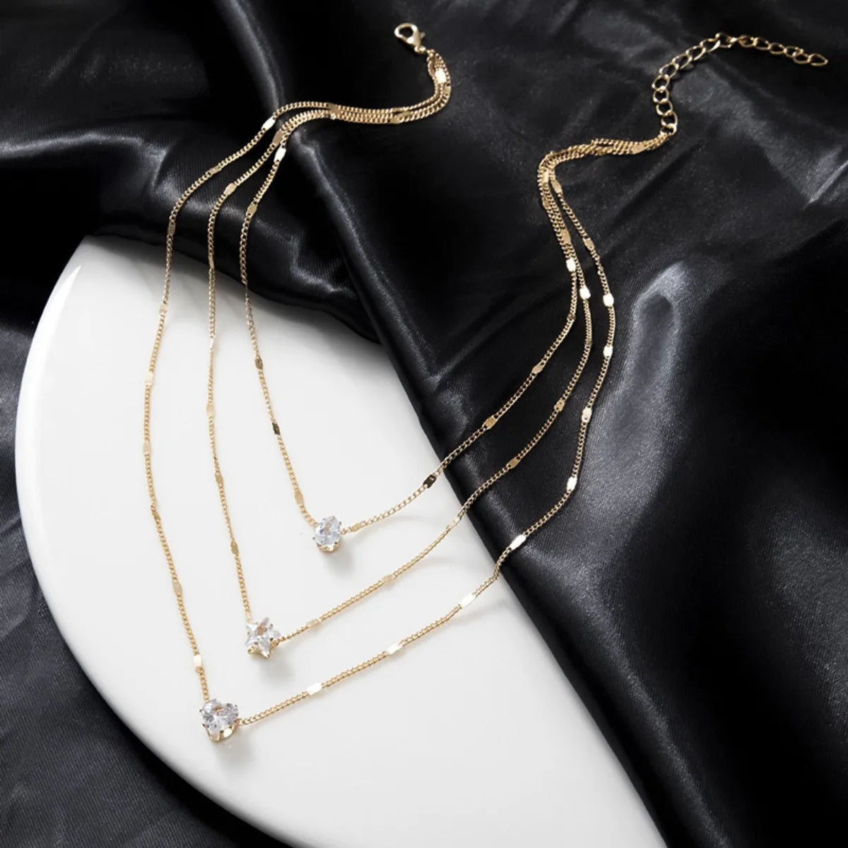 Layered Zircon Choker Necklace