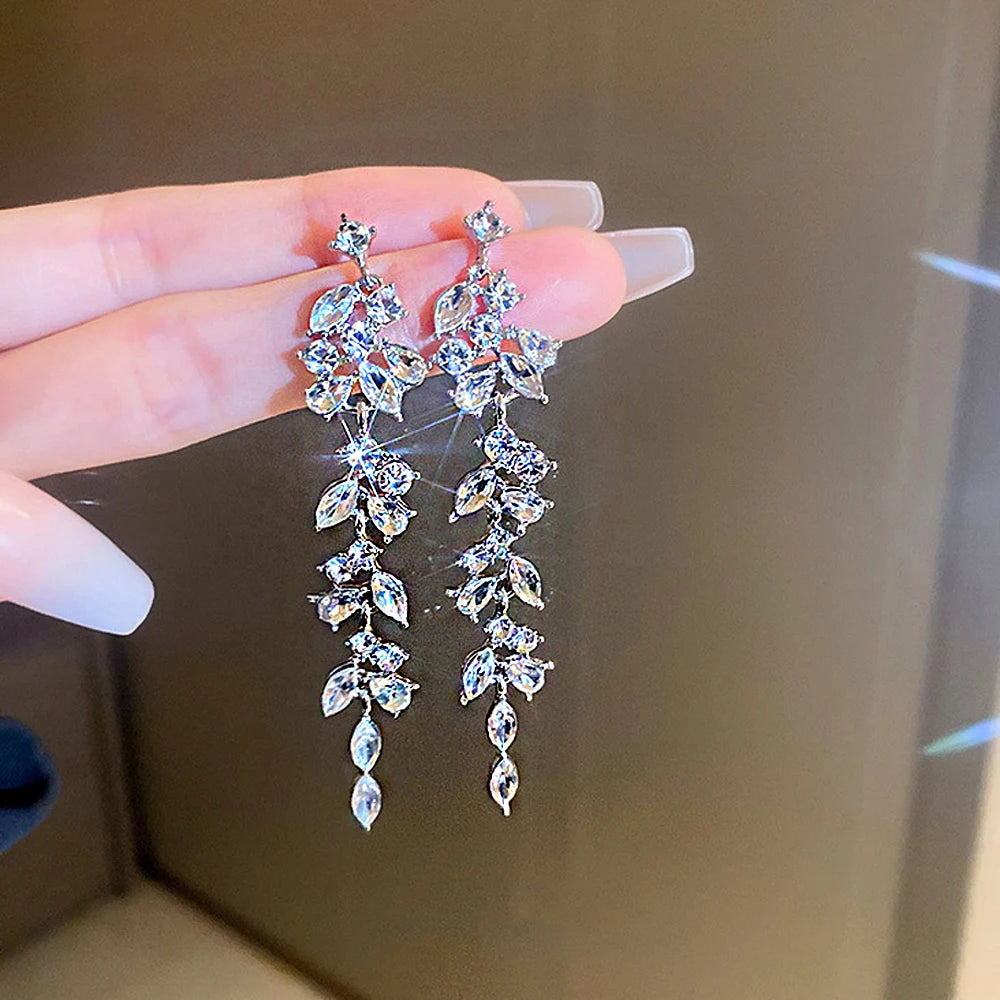 Crystal Drop Tassel Earrings