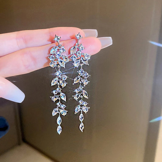 Crystal Drop Tassel Earrings