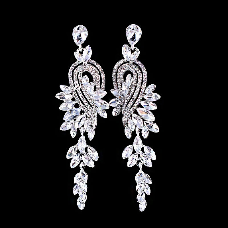 Crystal Drop Tassel Earrings