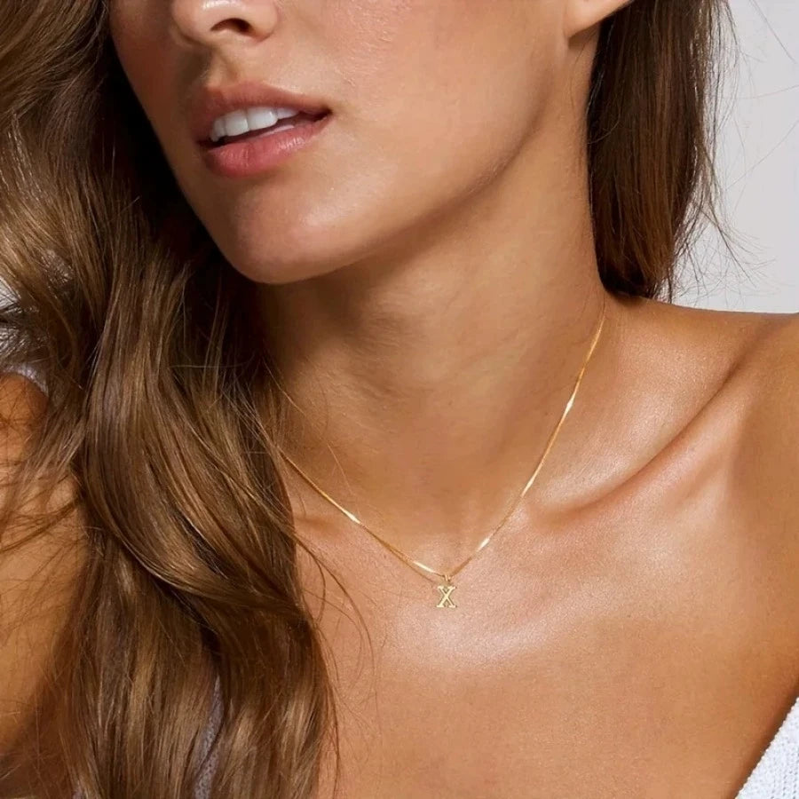 Gold Initial Letter Necklace