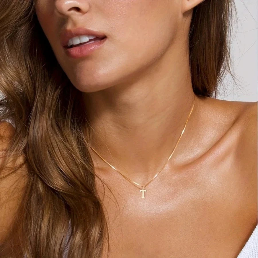 Gold Initial Letter Necklace