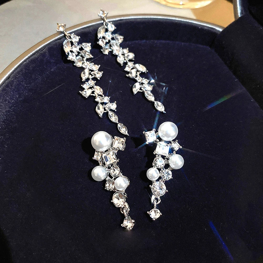 Crystal Drop Tassel Earrings