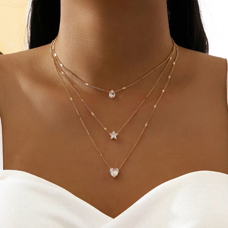 Layered Zircon Choker Necklace