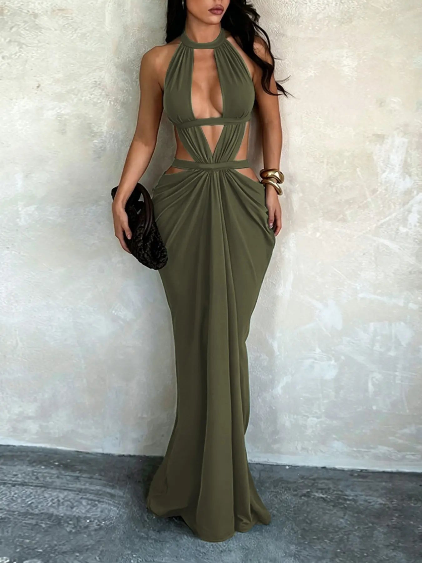 Shimmering Ribbon Vacation Cutout Sleeveless Dress, Elegant Hollow Out Design, Perfect for Summer Parties, Formal Wear, Chic and Comfortable Evening Wear