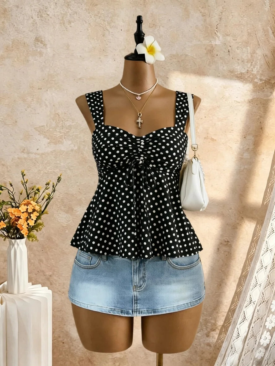 Eyelet Lace Peplum Cami