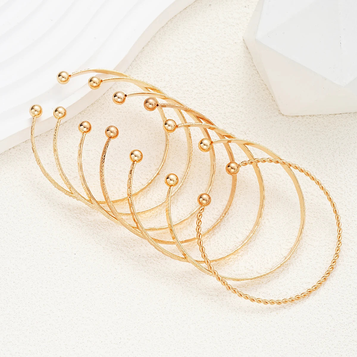 Gold Punk Bangle Set (7pcs)