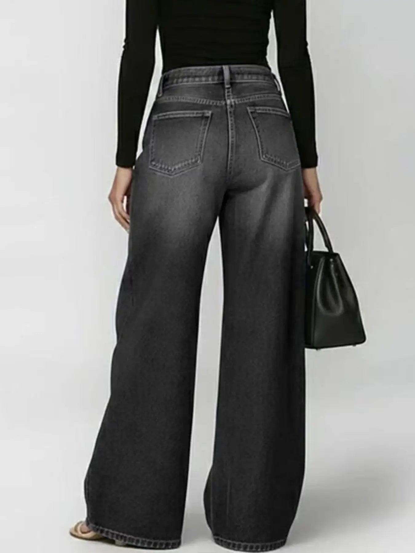 Oversized Baggy Jeans Pants with Metal Eyelet Detail