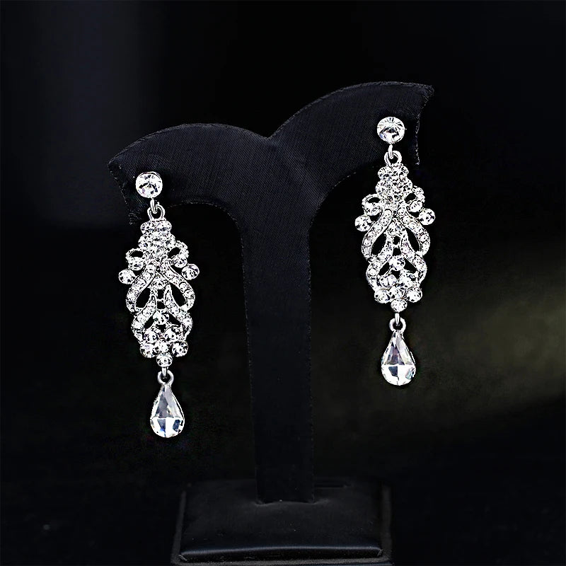 Crystal Drop Tassel Earrings
