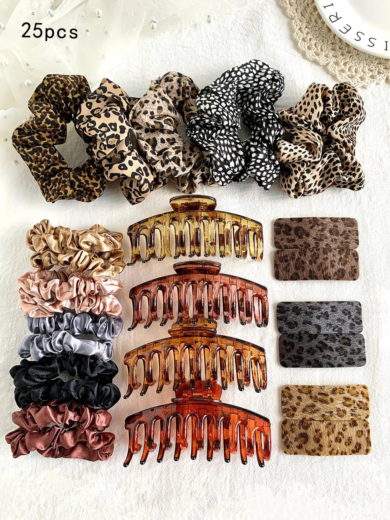 Solid Color Hair Accessories Sets, Simple High Elasticity Durable Strong Pull Hair Ties & Hair Claws, Casual Versatile Hair Accessories for Women & Girls, Hair Elastics, Scrunchies, Ponytails