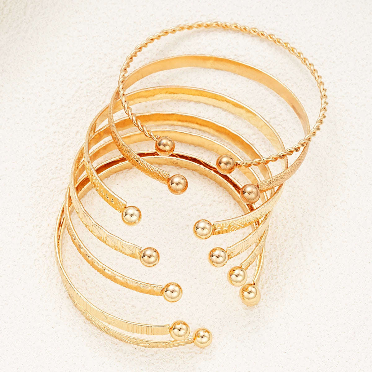 Gold Punk Bangle Set (7pcs)