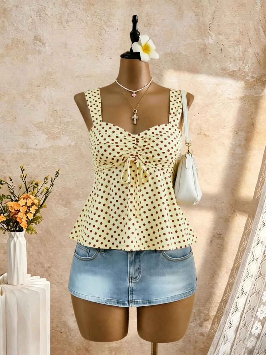 Eyelet Lace Peplum Cami