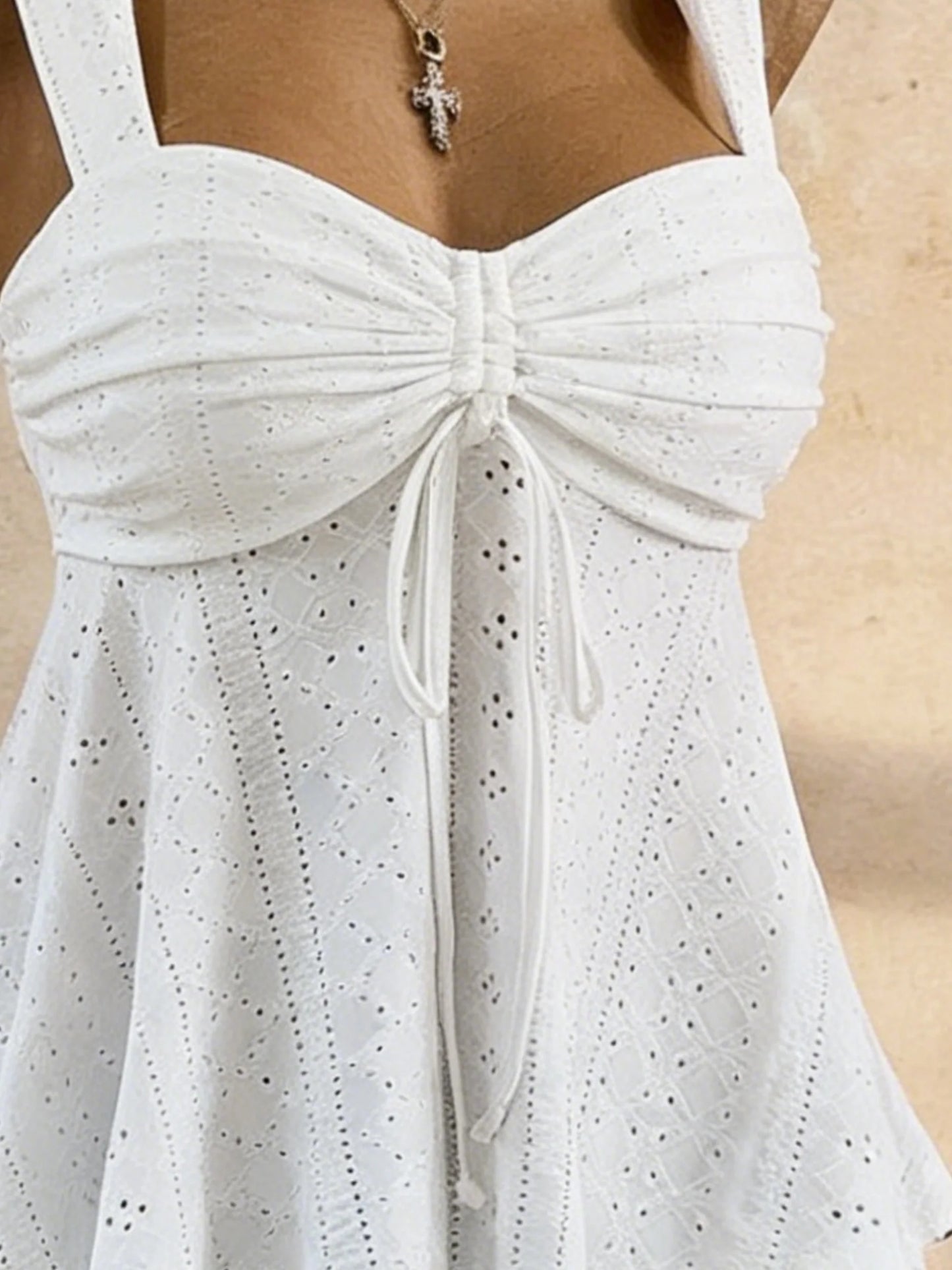 Eyelet Lace Peplum Cami
