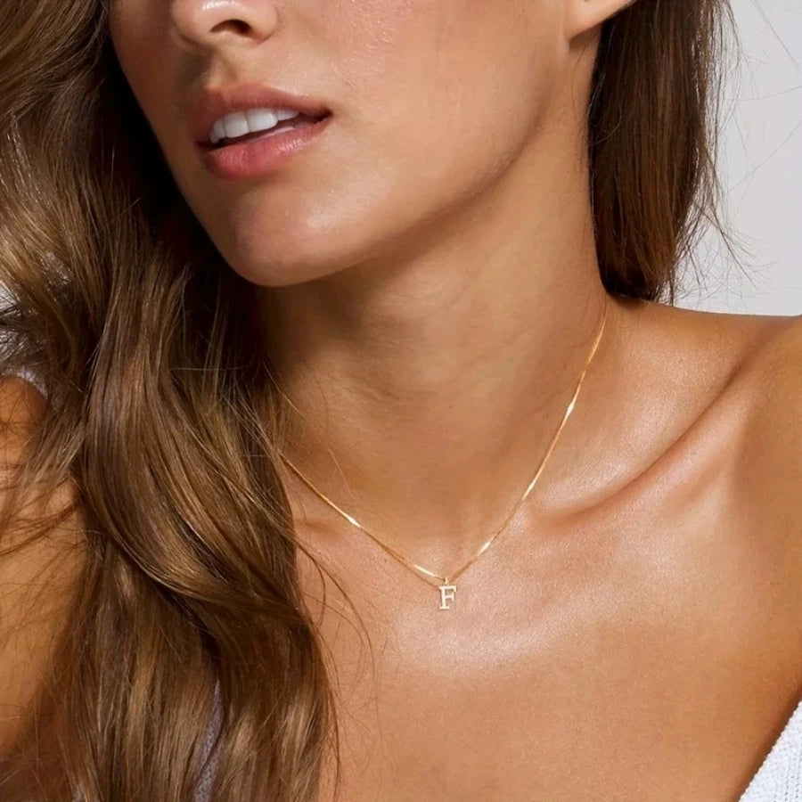 Gold Initial Letter Necklace