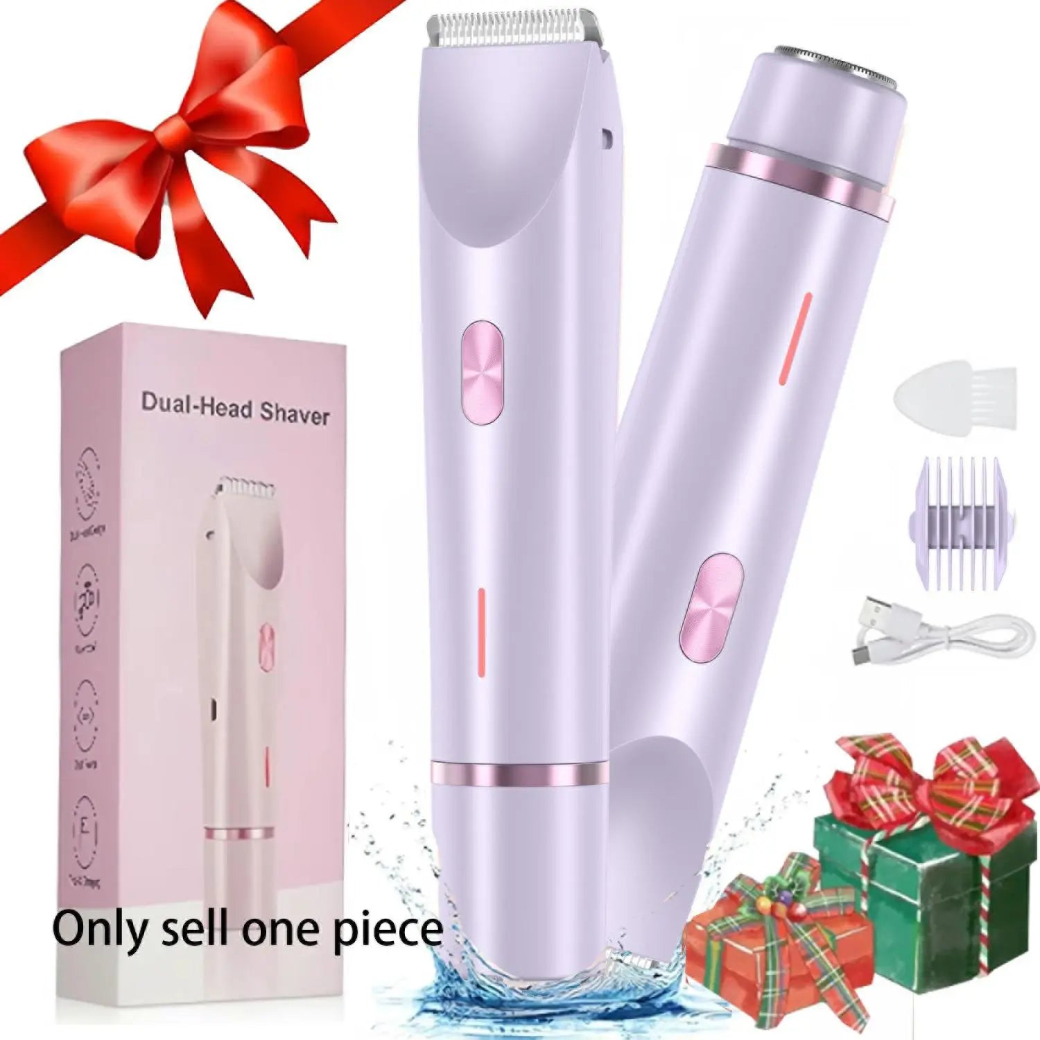 Electric Hair Trimmer for Women, 1 Count Cordless Rechargeable 2-In-1 Body and Facial Double-Head Hair Removal Trimmer for Face, Underarm and Legs, High Quality Trimmer, Dual Head Trimmer, Wireless Trimmer, Rechargeable Cordless Trimmers