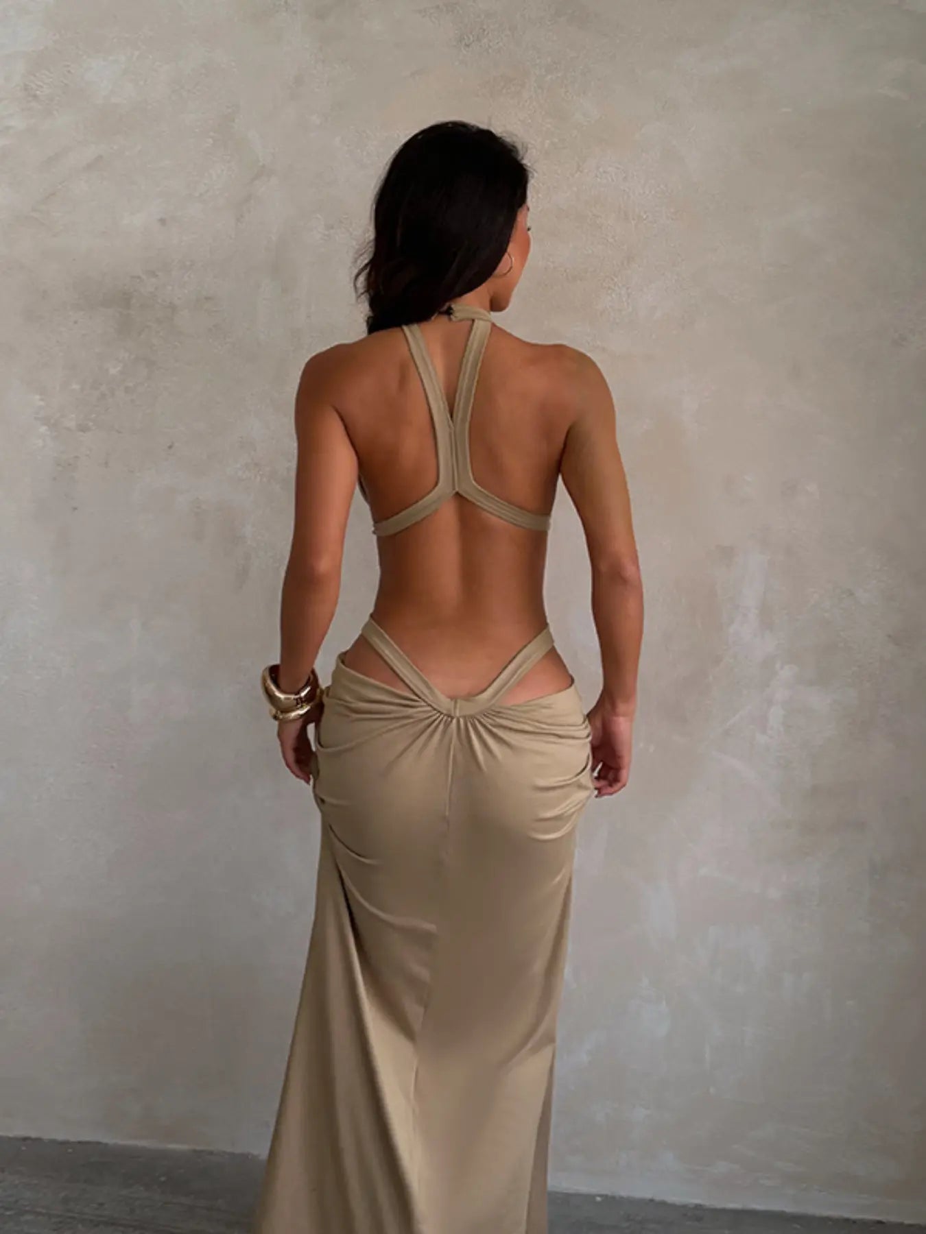 Shimmering Ribbon Vacation Cutout Sleeveless Dress, Elegant Hollow Out Design, Perfect for Summer Parties, Formal Wear, Chic and Comfortable Evening Wear
