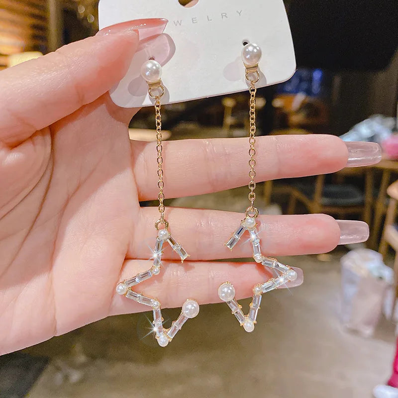 Crystal Drop Tassel Earrings