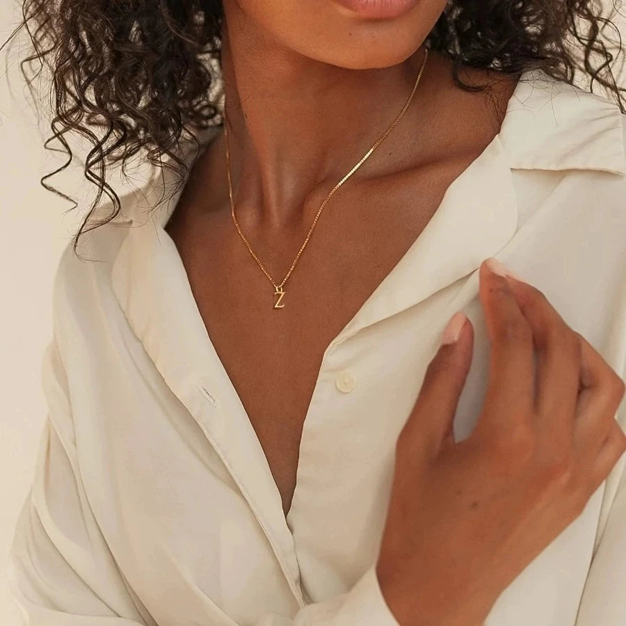 Gold Initial Letter Necklace