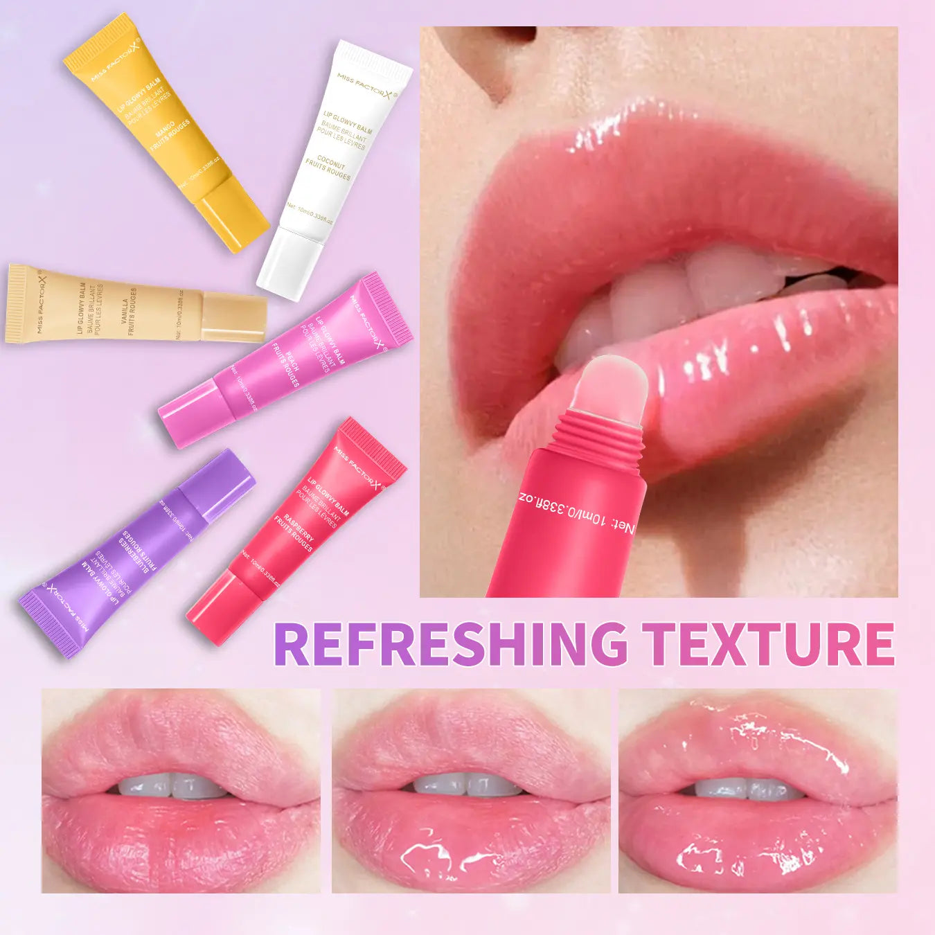 Indulge in Our 6-Piece Fruit Flavor Lip Gloss Set - Moisturizing, Long-Lasting Hydration for Gorgeous Lips - Perfect Gift for Women!