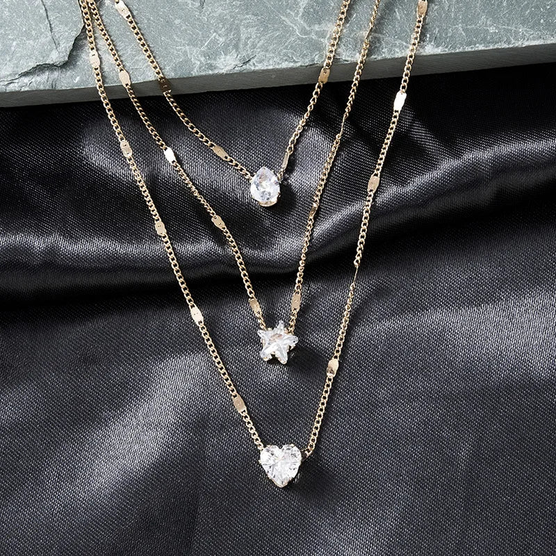 Layered Zircon Choker Necklace