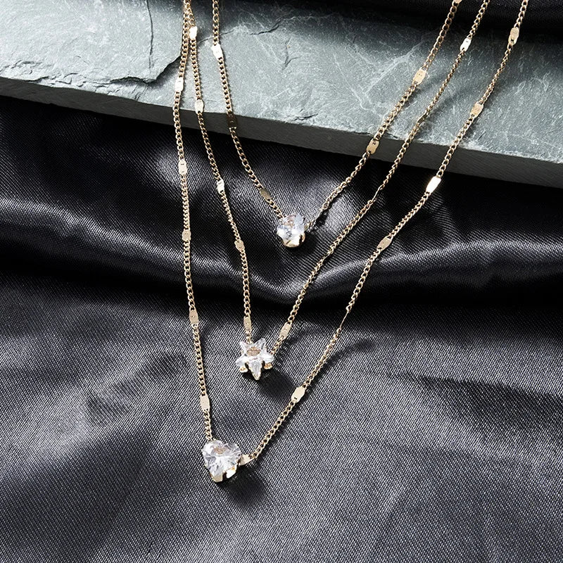 Layered Zircon Choker Necklace