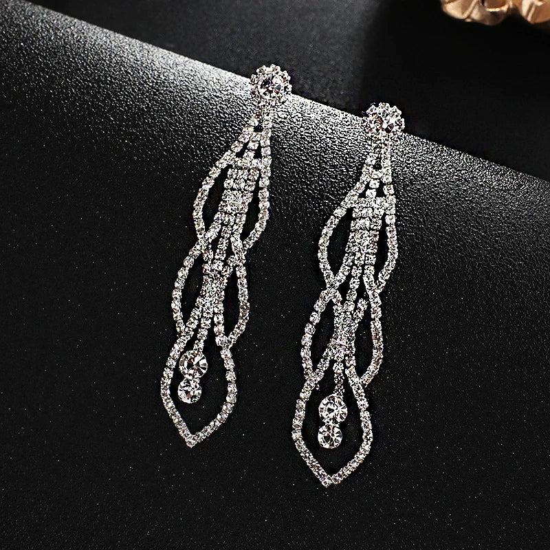 Crystal Drop Tassel Earrings