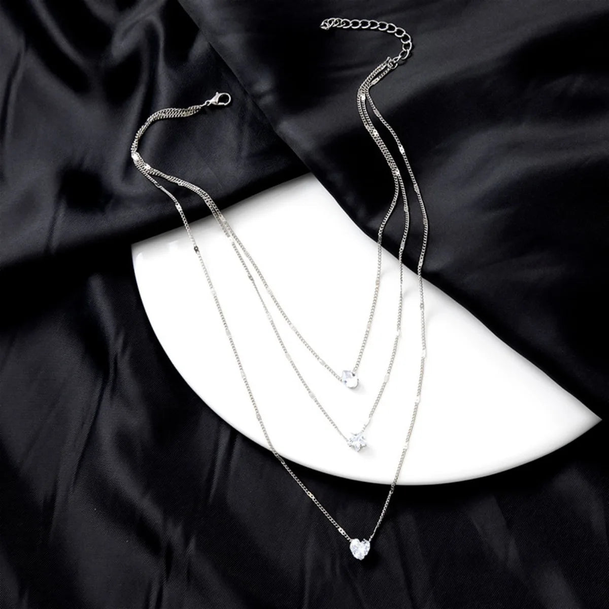 Layered Zircon Choker Necklace