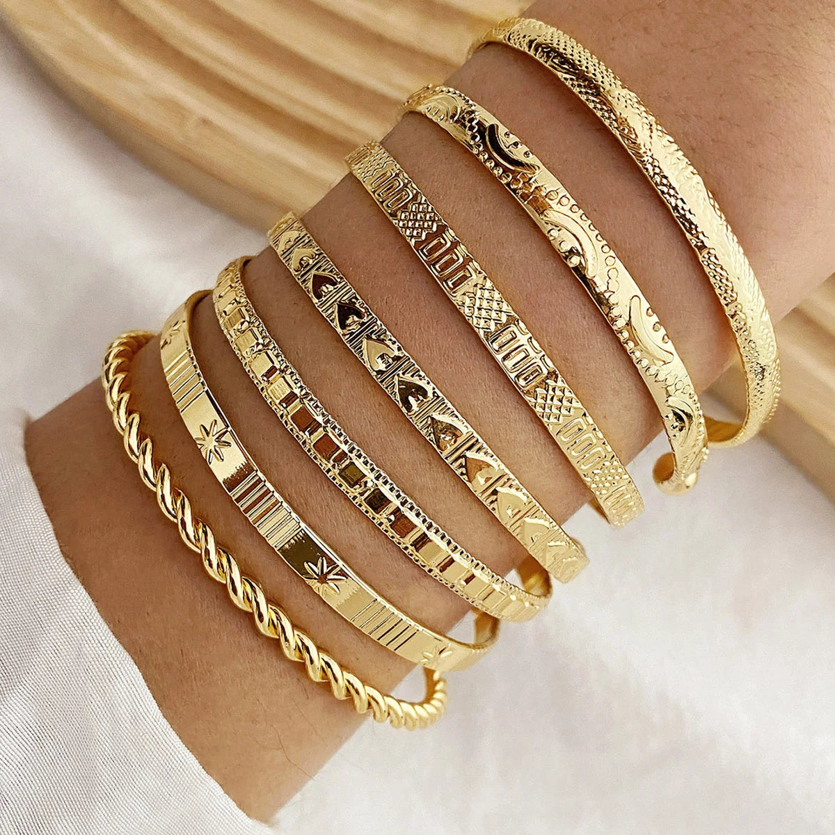 Gold Punk Bangle Set (7pcs)