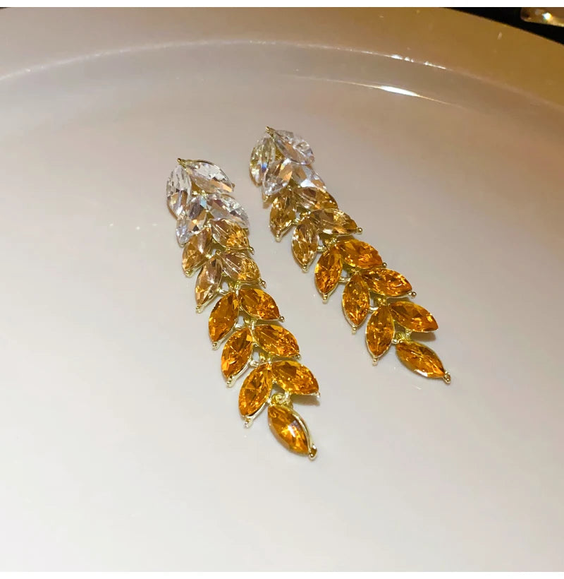 Crystal Drop Tassel Earrings