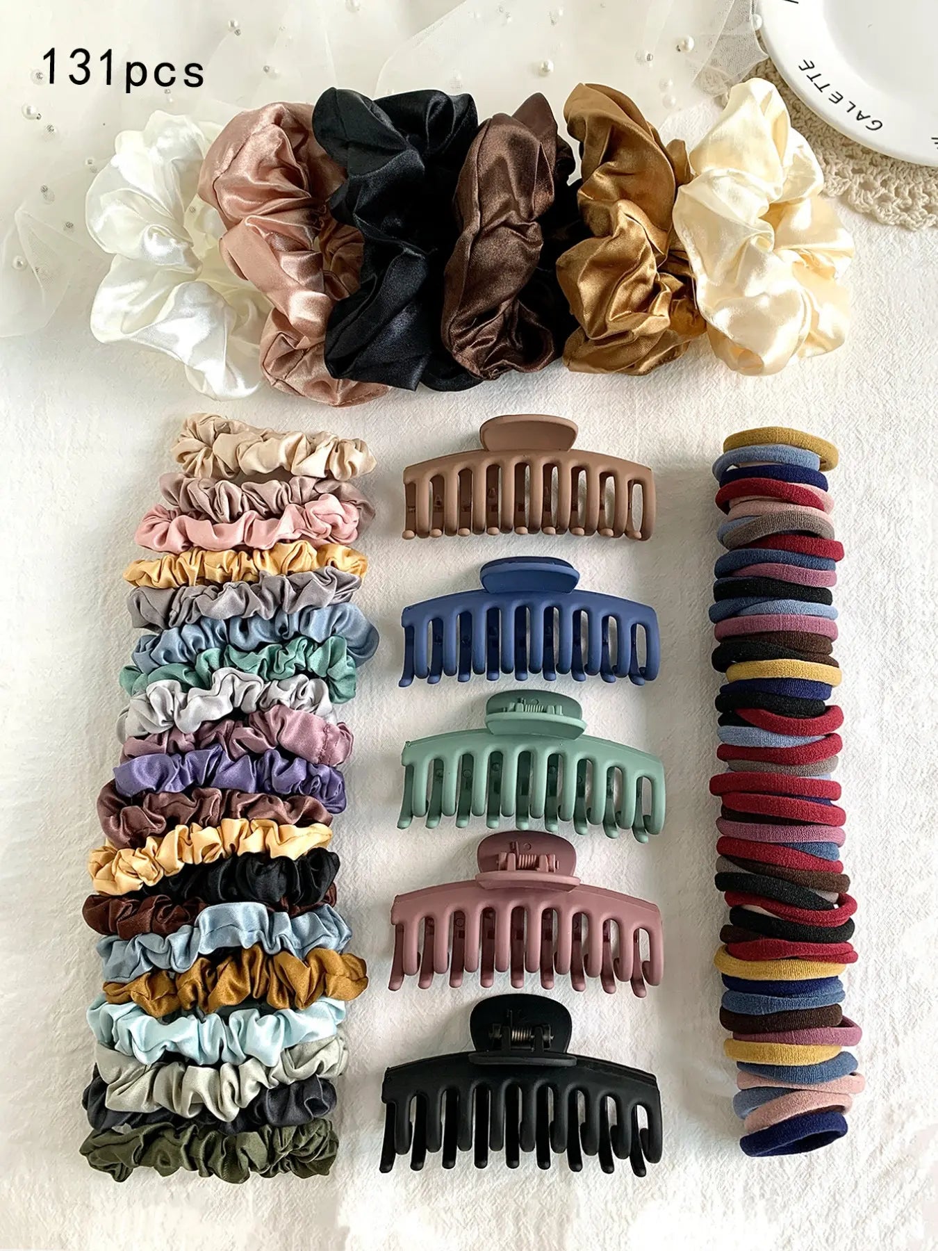 Solid Color Hair Accessories Sets, Simple High Elasticity Durable Strong Pull Hair Ties & Hair Claws, Casual Versatile Hair Accessories for Women & Girls, Hair Elastics, Scrunchies, Ponytails