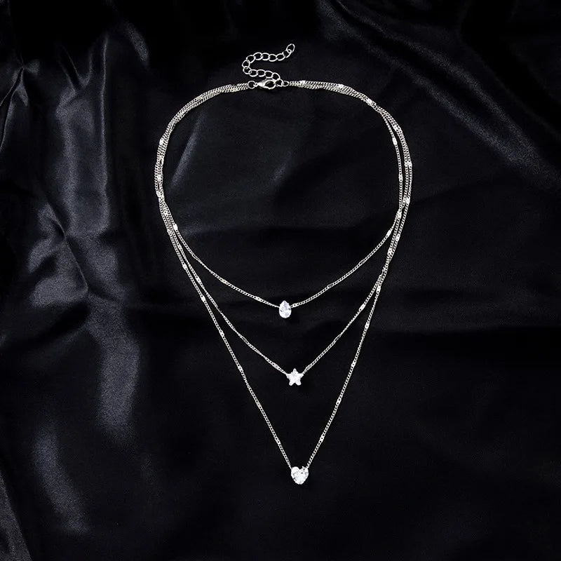 Layered Zircon Choker Necklace