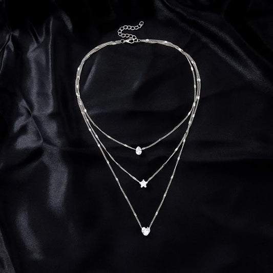 Layered Zircon Choker Necklace