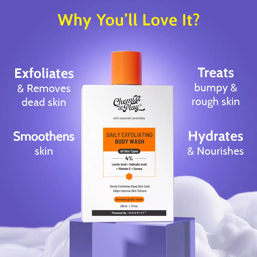 Exfoliating Body Wash with Lactic Acid - 8Fl Oz | Gently Exfoliates | Helps Prevent Strawberry Skin & Bumps