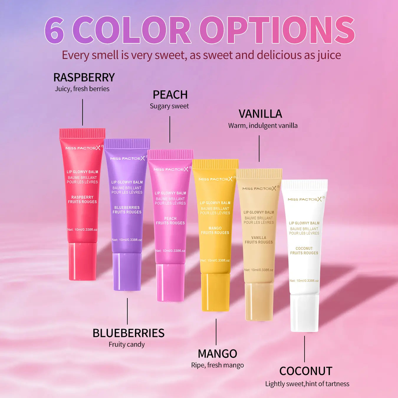 Indulge in Our 6-Piece Fruit Flavor Lip Gloss Set - Moisturizing, Long-Lasting Hydration for Gorgeous Lips - Perfect Gift for Women!
