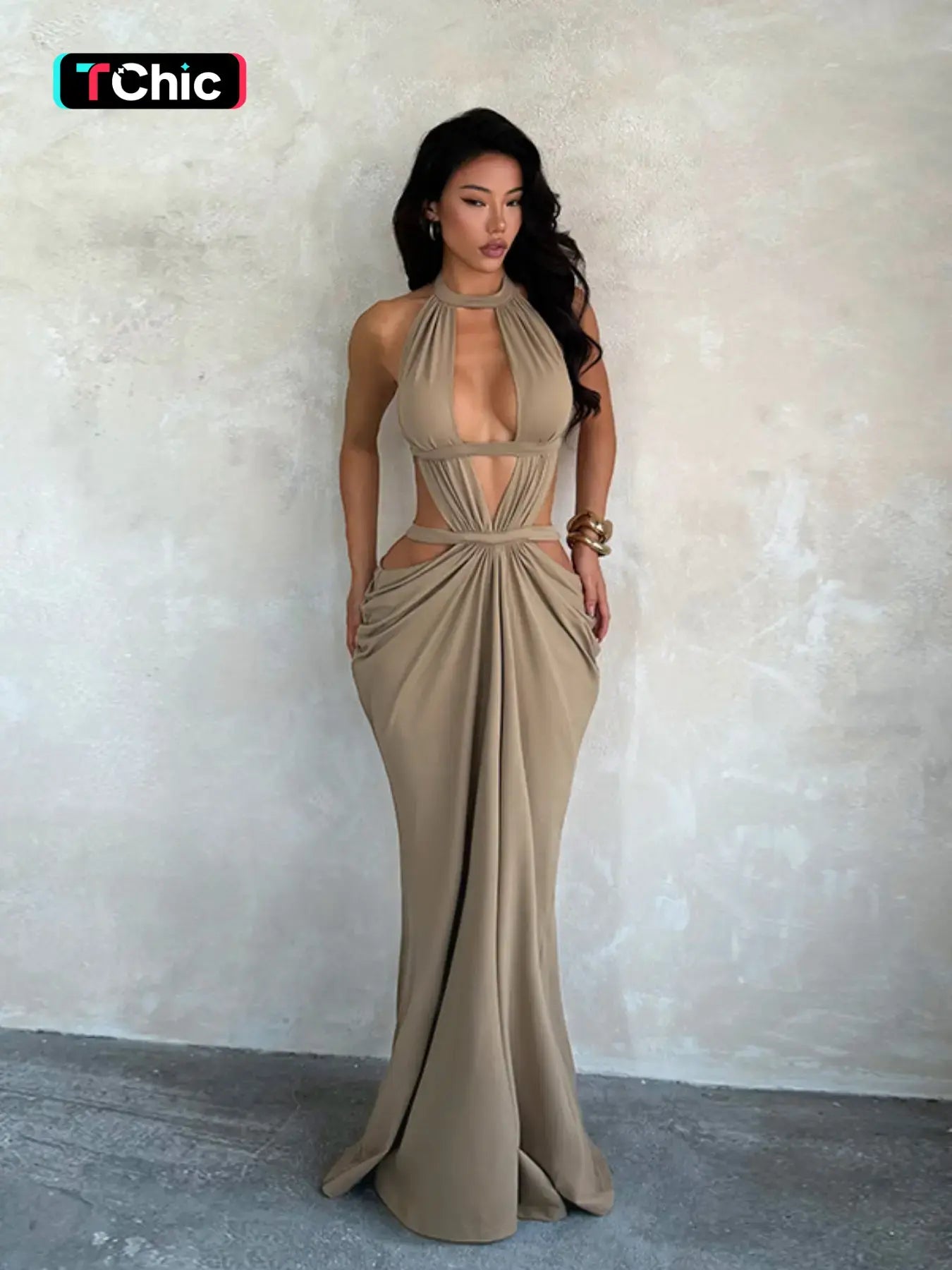 Shimmering Ribbon Vacation Cutout Sleeveless Dress, Elegant Hollow Out Design, Perfect for Summer Parties, Formal Wear, Chic and Comfortable Evening Wear