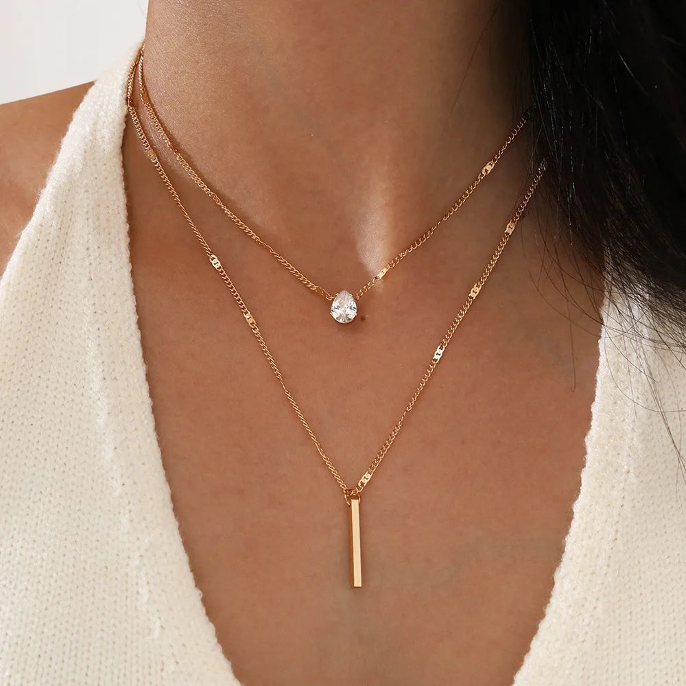 Layered Zircon Choker Necklace