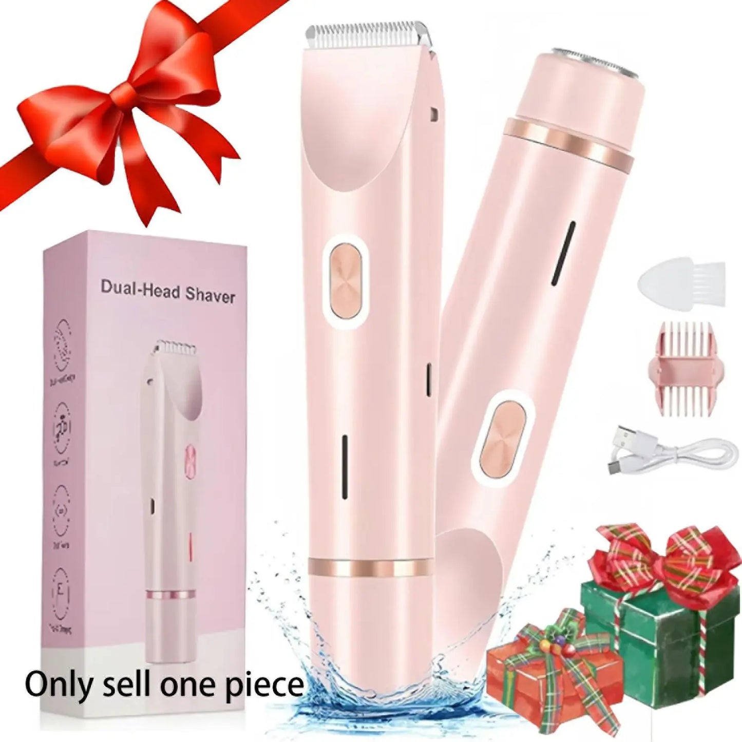 Electric Hair Trimmer for Women, 1 Count Cordless Rechargeable 2-In-1 Body and Facial Double-Head Hair Removal Trimmer for Face, Underarm and Legs, High Quality Trimmer, Dual Head Trimmer, Wireless Trimmer, Rechargeable Cordless Trimmers