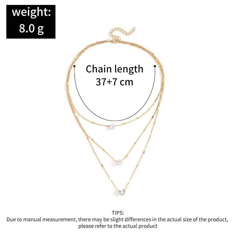 Layered Zircon Choker Necklace