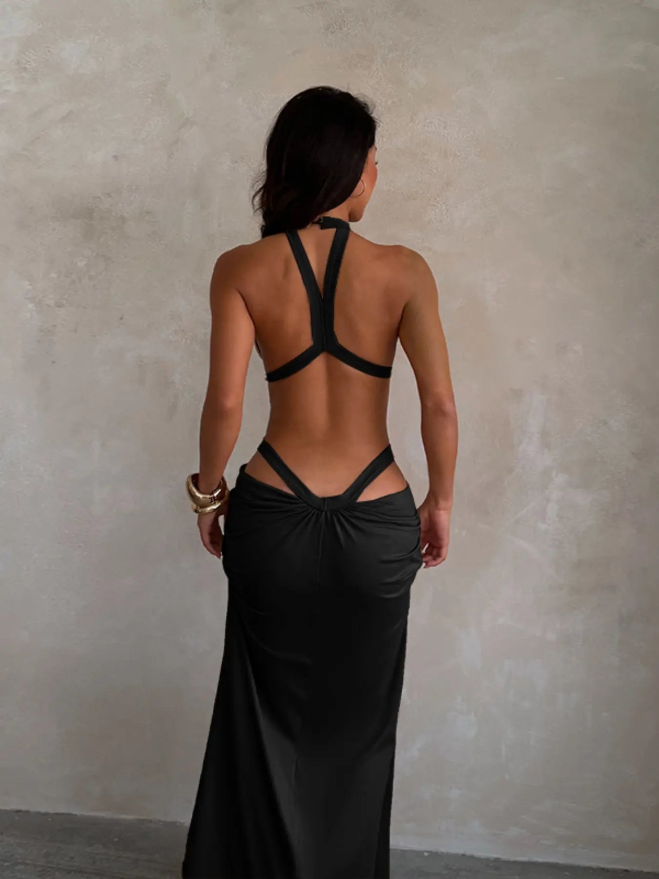 Shimmering Ribbon Vacation Cutout Sleeveless Dress, Elegant Hollow Out Design, Perfect for Summer Parties, Formal Wear, Chic and Comfortable Evening Wear