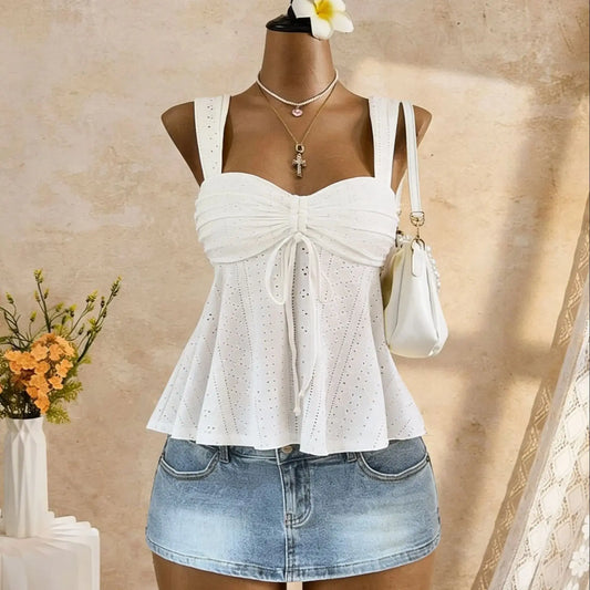 Eyelet Lace Peplum Cami