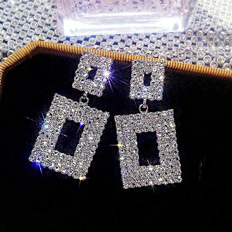 Crystal Drop Tassel Earrings