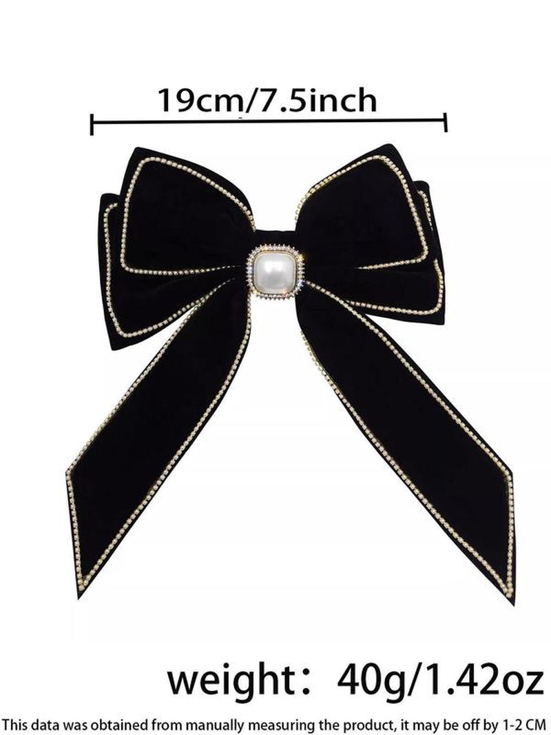 Women'S Elegant Rhinestone & Faux Pearl Decor Pretty Bow Hair Clip, Trendy Exquisite Bowknot Hair Clip, Chic Hair Accessories for Hairstyle Decor, Hairpins, Pearl Hair Clips, Bows for Hair, Fashion Hair Accessories