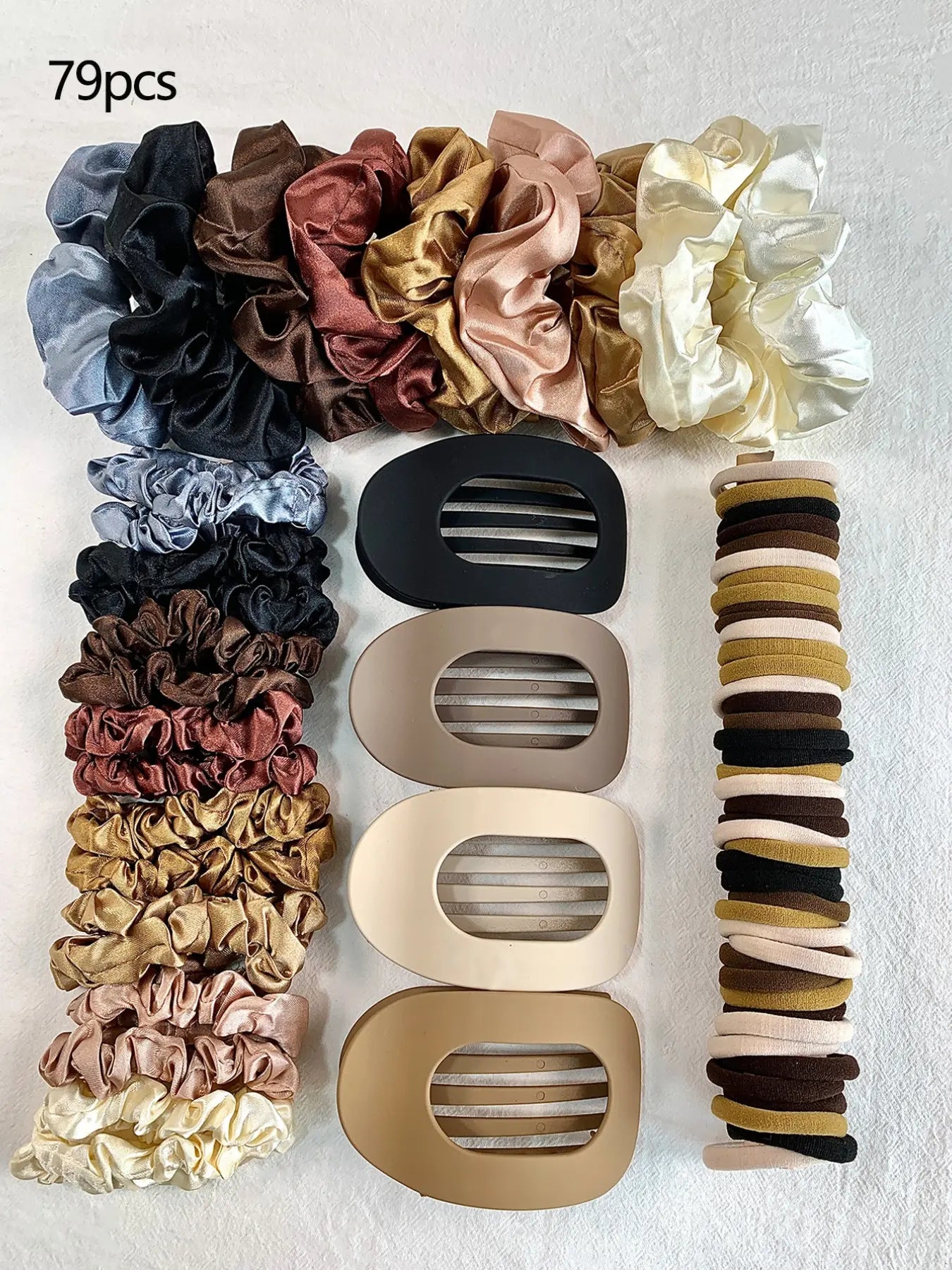 Solid Color Hair Accessories Sets, Simple High Elasticity Durable Strong Pull Hair Ties & Hair Claws, Casual Versatile Hair Accessories for Women & Girls, Hair Elastics, Scrunchies, Ponytails