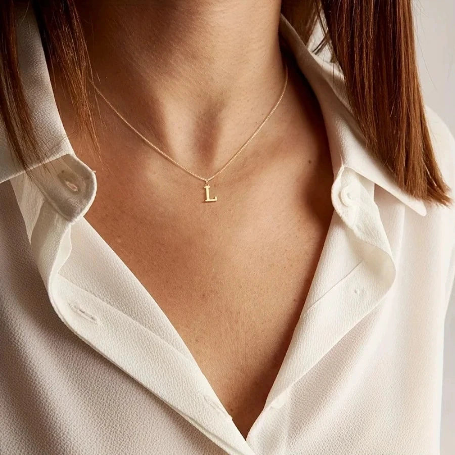 Gold Initial Letter Necklace